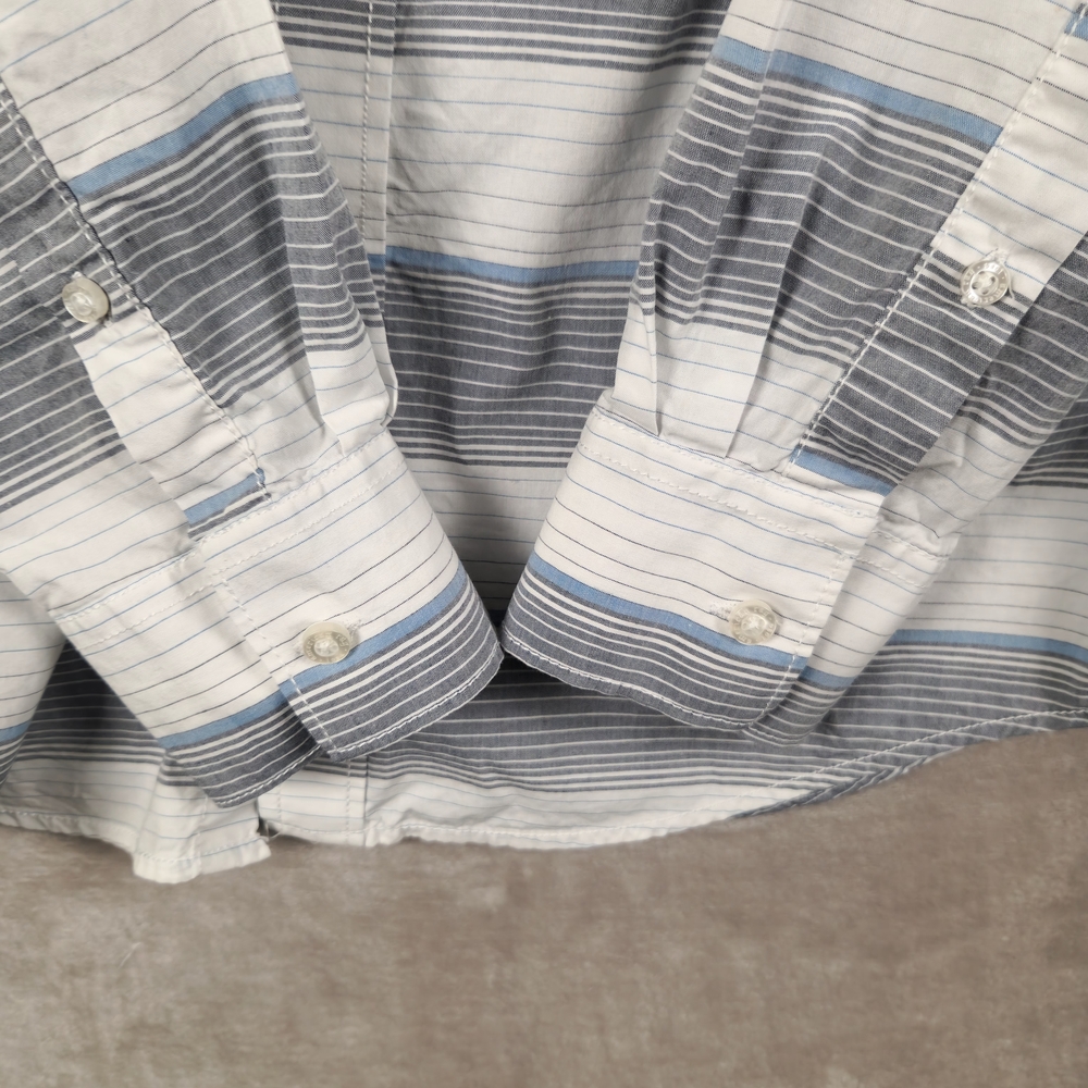 American Rag Blue and White Striped Casual Epaulette Shirt Size M - Picture 9 of 10